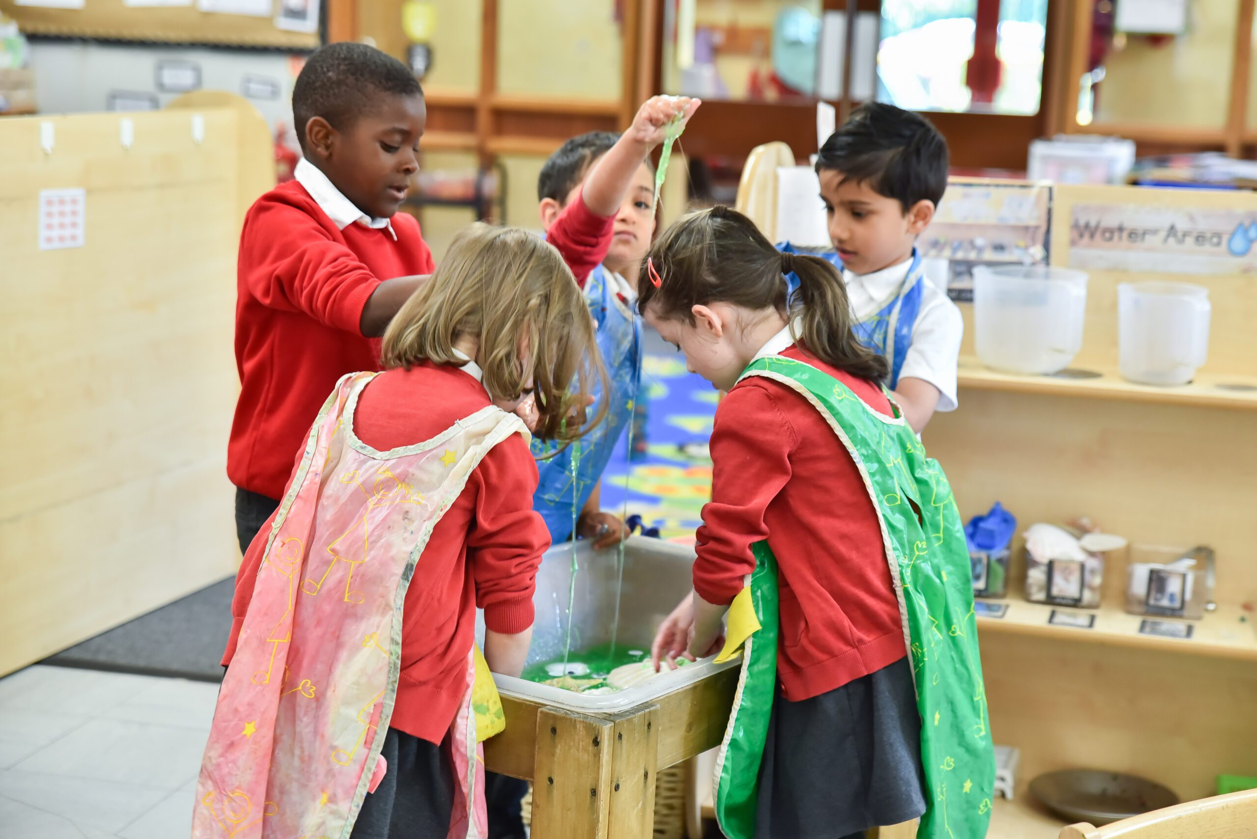 students playing with slime