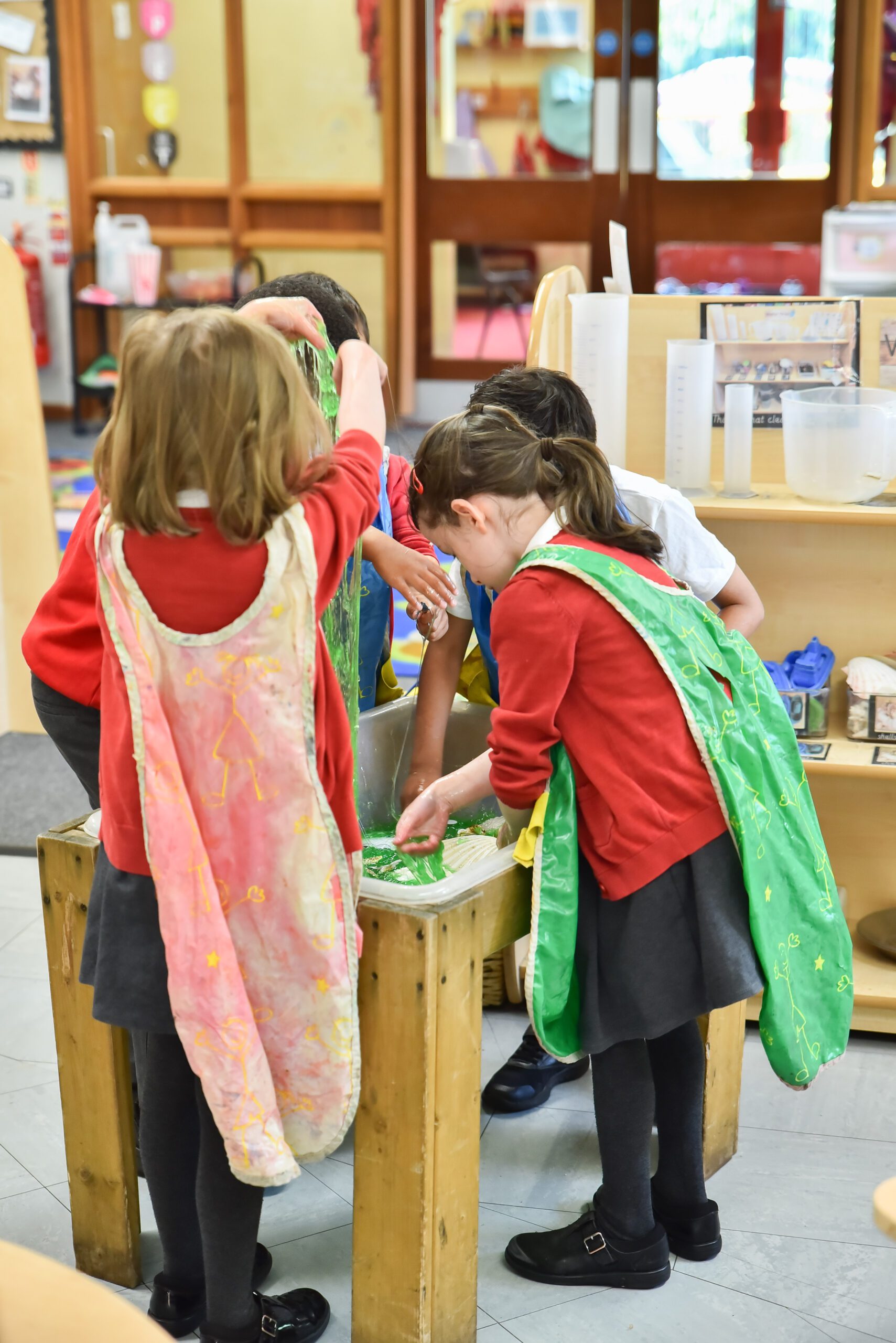 children with aprons